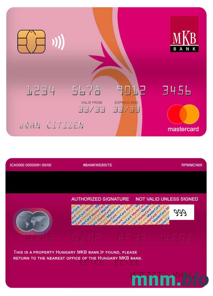 Hungary MKB bank przykład karty mastercard w formacie PSD